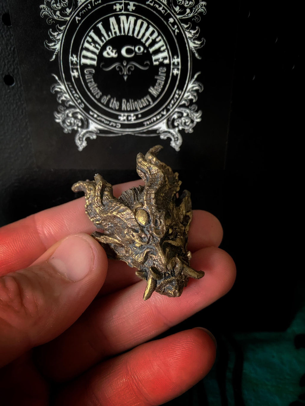 Oni Demon Head Magnet, Hand Painted Resin Sculpture | Mythic Fantasy Decor | Japanese Monster Magnet for Fantasy and Gothic Decor