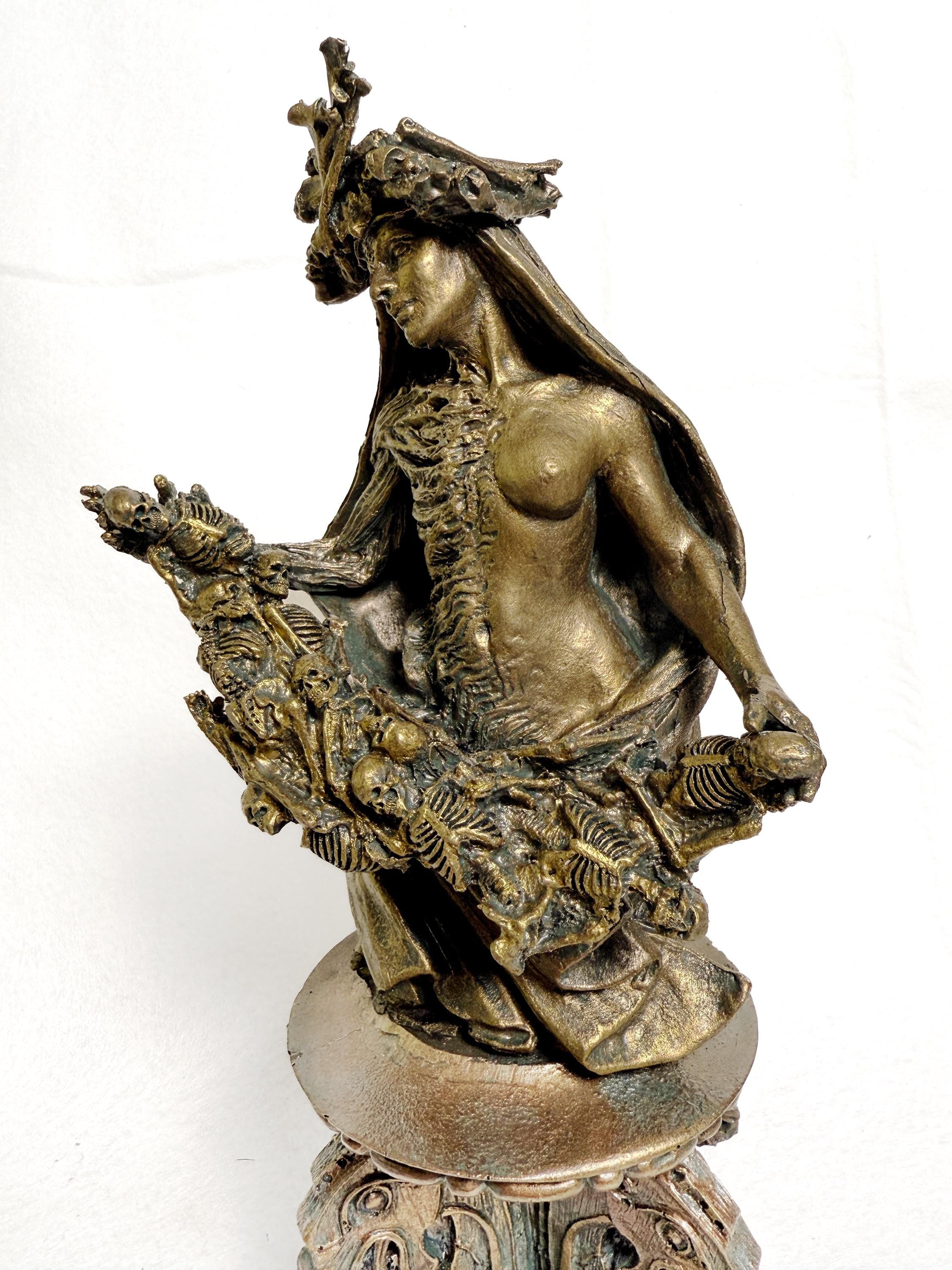 Hel, Goddess of Death and the Underworld Bust, Hand Painted Resin Sculpture | Pagan Goddess Figurine | Altar Statue for Gothic Home Decor