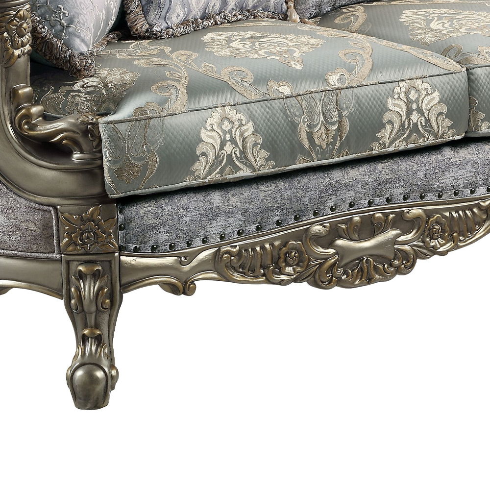 Miliani - Sofa With 5 Pillows - Fabric & Antique Bronze