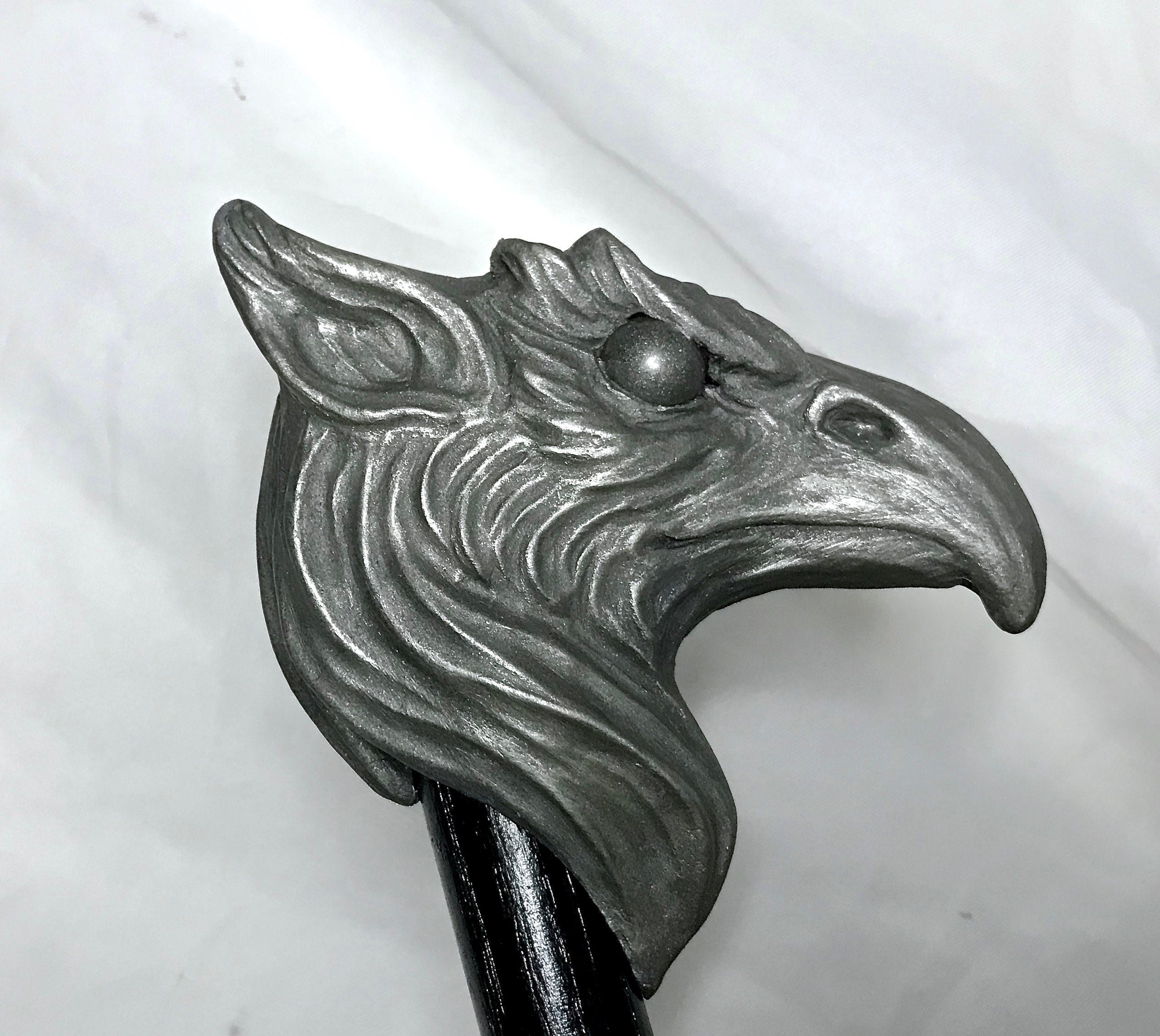 Griffin Cane, Hand Sculpted Walking Stick | Medieval Gothic Cane | Fantasy Cosplay Gryphon Head Cane, Gothic Accessory