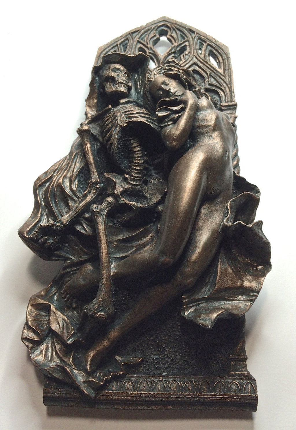 Death and the Maiden Wall Plaque, Half Scale Resin Sculpture | Gothic Medieval Wall Art |  Classical Death Statue for Gothic Home Decor