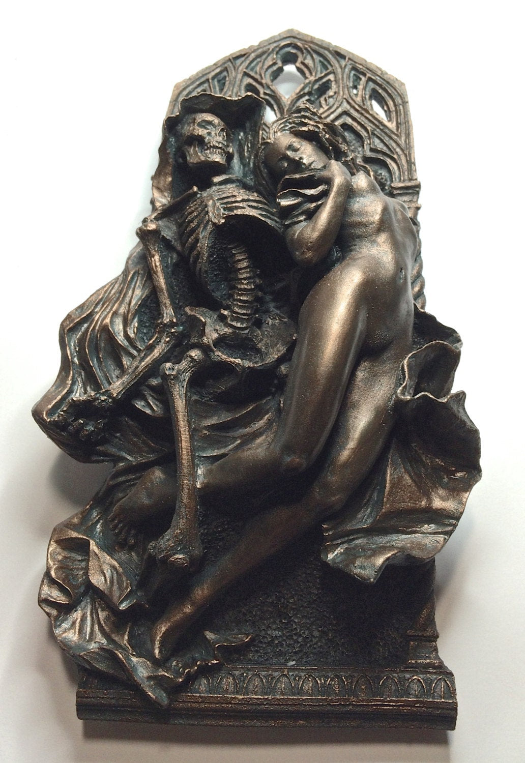 Death and the Maiden Wall Plaque, Half Scale Resin Sculpture | Gothic Medieval Wall Art |  Classical Death Statue for Gothic Home Decor