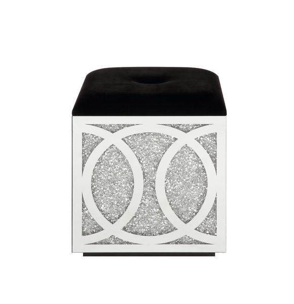 Noralie - 24" Ottoman With Storage - Mirrored & Faux Diamonds