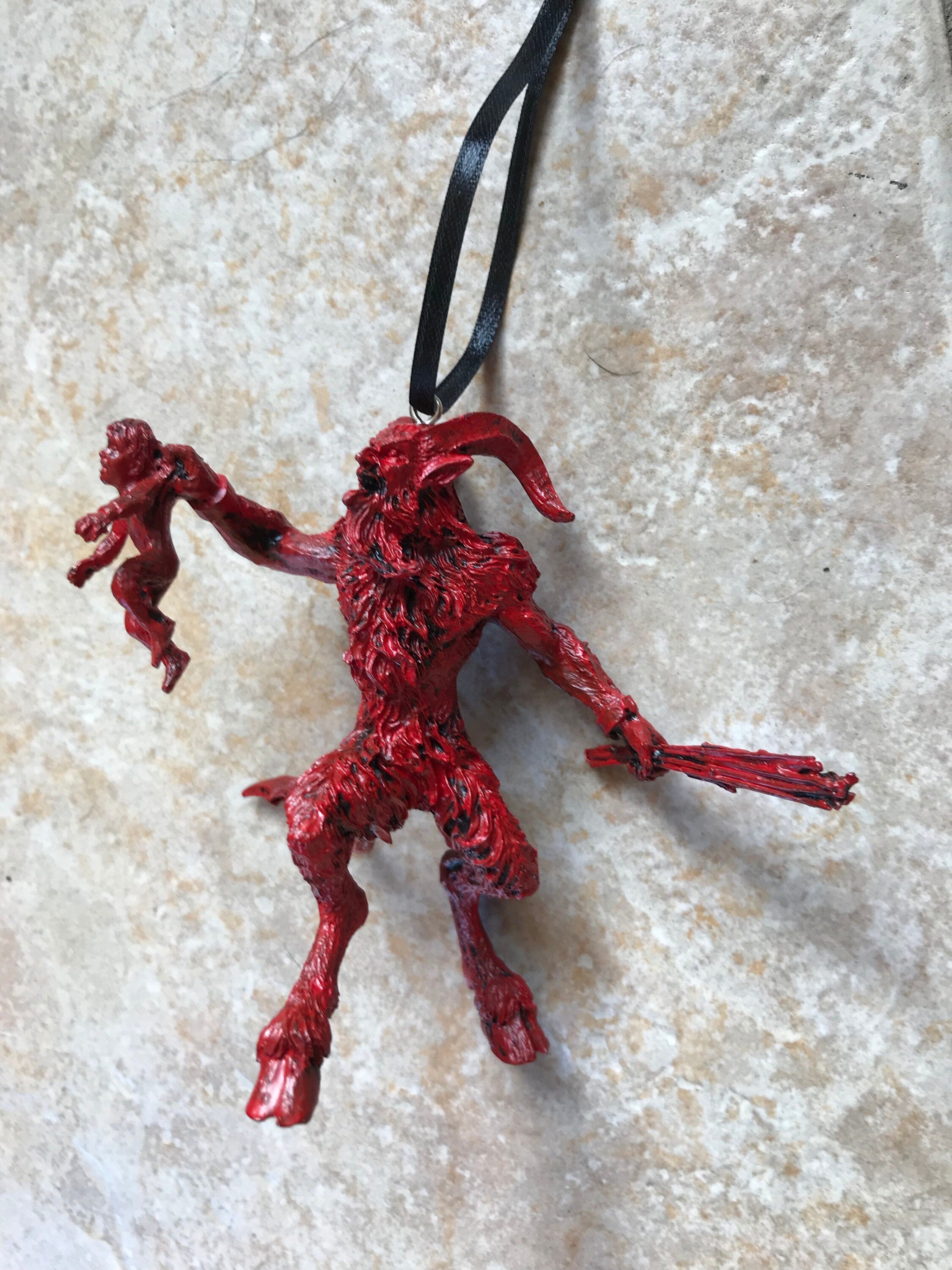 Krampus III Ornament, Hand Painted Resin Sculpture | Christmas Legend Figurine | Unique Dark Christmas Demon Ornament for Holiday Decor