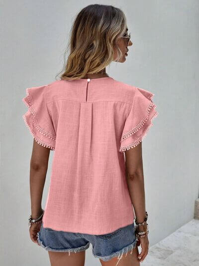 Denise Ruffle Cap Sleeve Blouse – Elegant Top for Work & Everyday