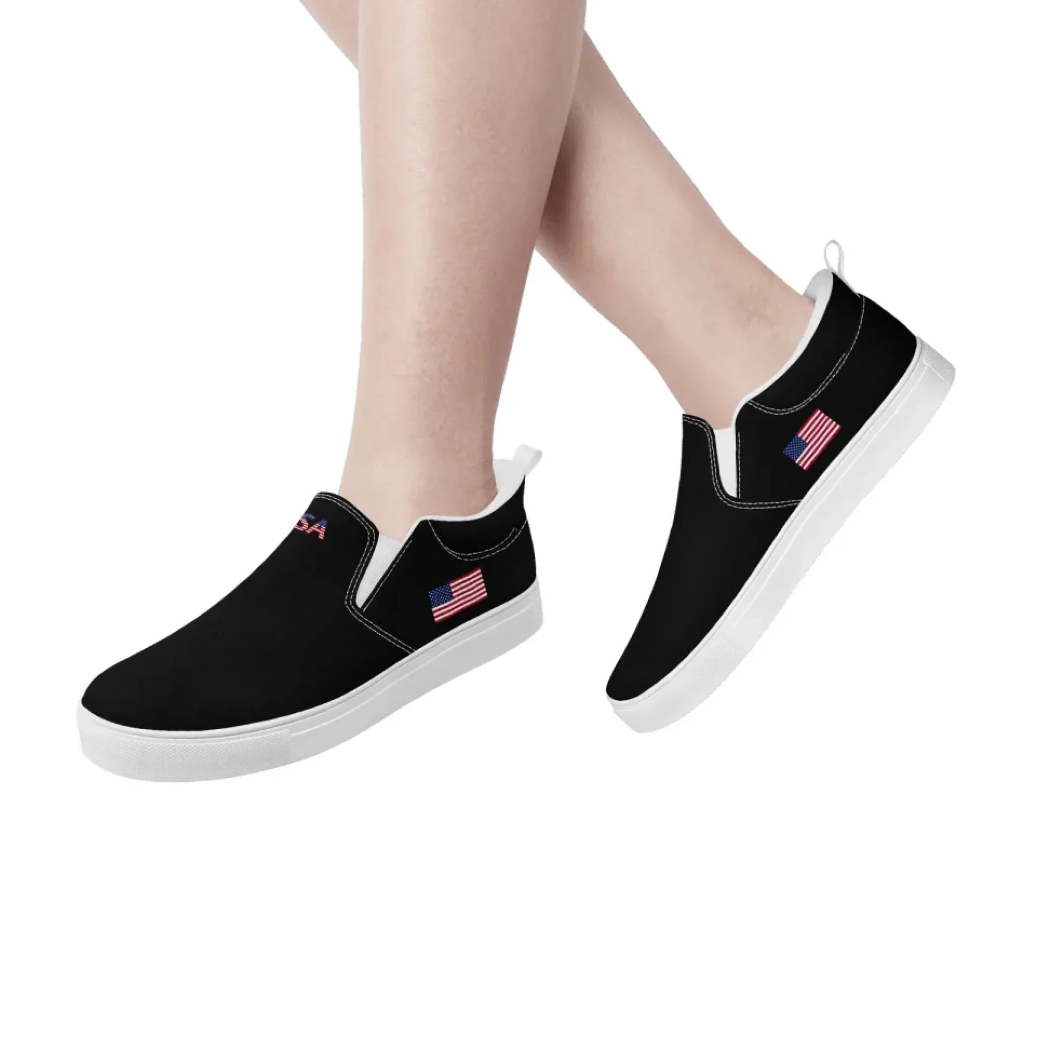 Personalized Patriotic Sneakers, Custom America Flag Shoes, Canvas Slip On Shoes