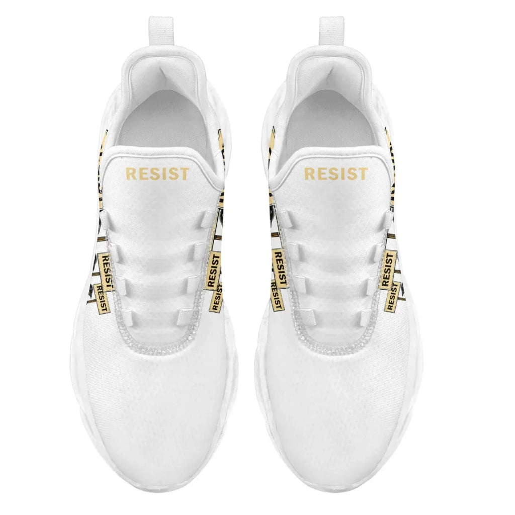 Personalized Gold Penguin Sneakers, Custom Lightweight Shoes, Resist Penguin Shoes