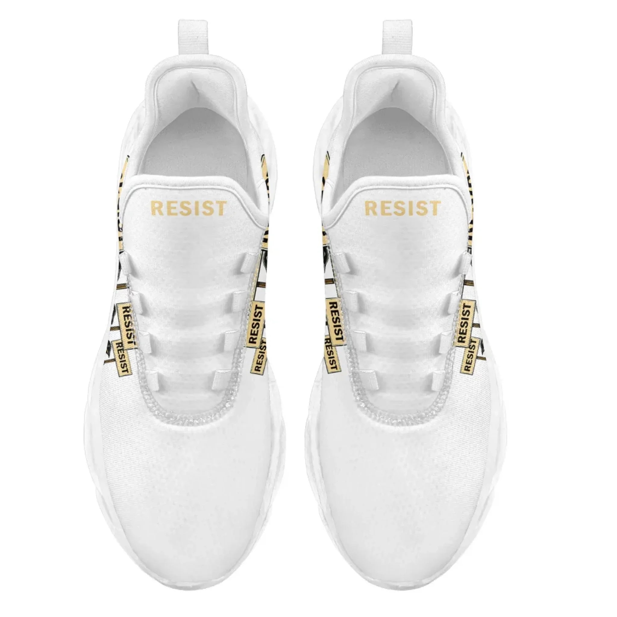 Personalized Gold Penguin Sneakers, Custom Lightweight Shoes, Resist Penguin Shoes