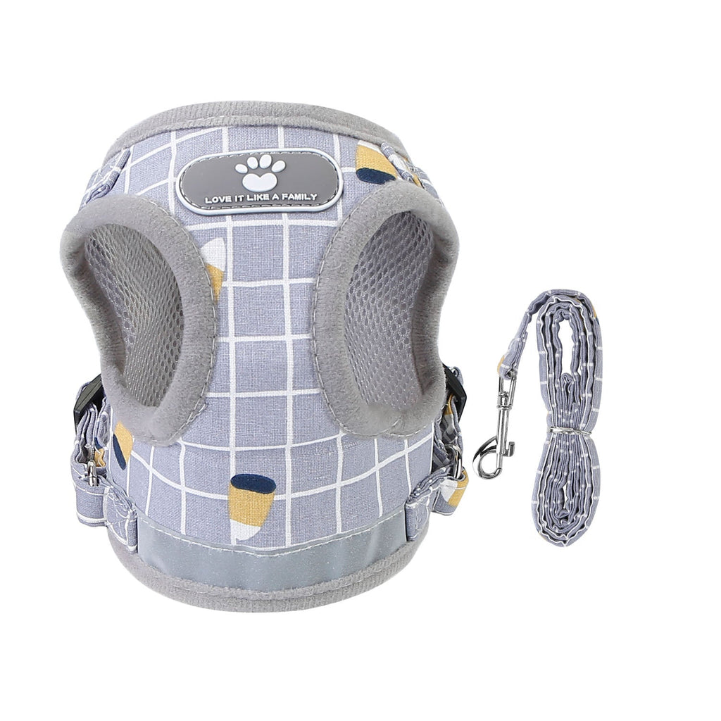 Pet Mesh Harness Dog Leash Set Reflective Chest Strap Adjustable Puppy Vest For Puppies Breeds Dogs Cats Walking Outdoor