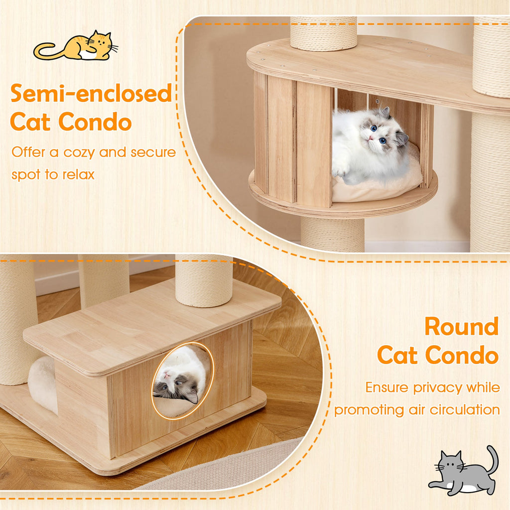 69 Inches Tall Cat Tree with Cozy Top Perch and Washable Plush Cushions