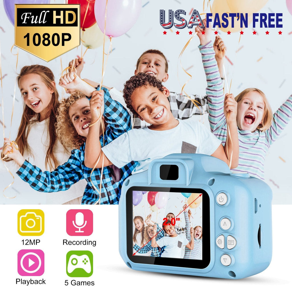 iMounTEK Kids Digital Camera w/ 2.0Ó Screen 12MP 1080P FHD Video Camera 4X Digital Zoom Games 32GB Card Supported Shockproof Child Camcorder for 3-10