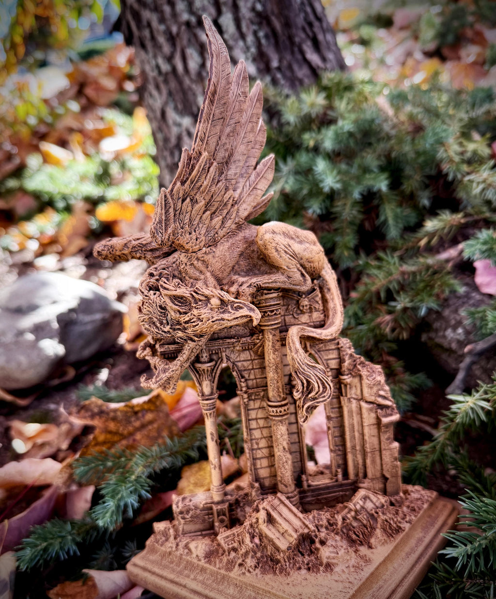 Griffin Statue, Hand Painted Resin Sculpture | Mythical Creature Figurine | Unique Legendary Guardian Spirit Figurine. Fantasy Art Decor
