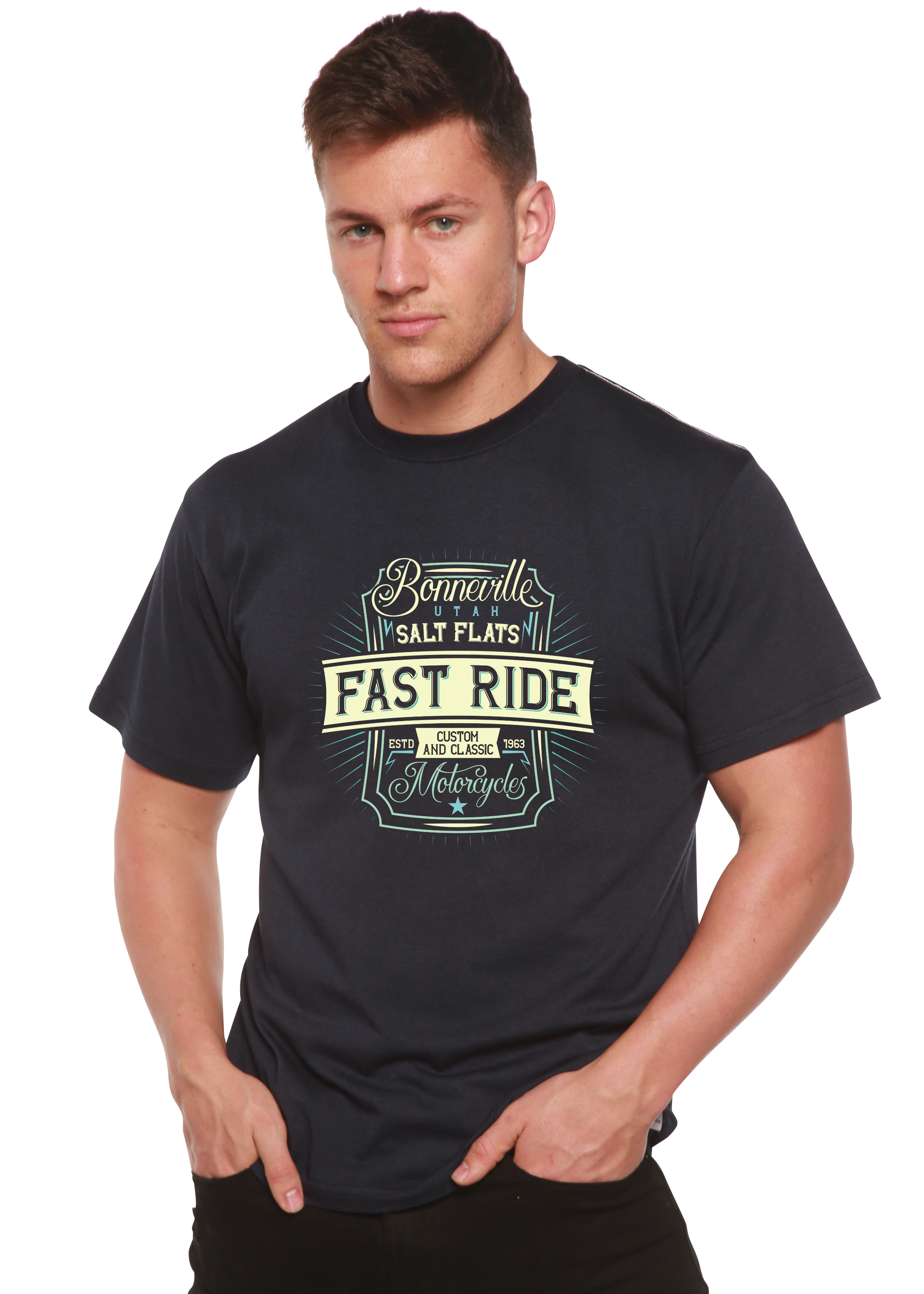 Fast Ride Men's Bamboo Viscose/Organic Cotton Short Sleeve Graphic T-Shirt