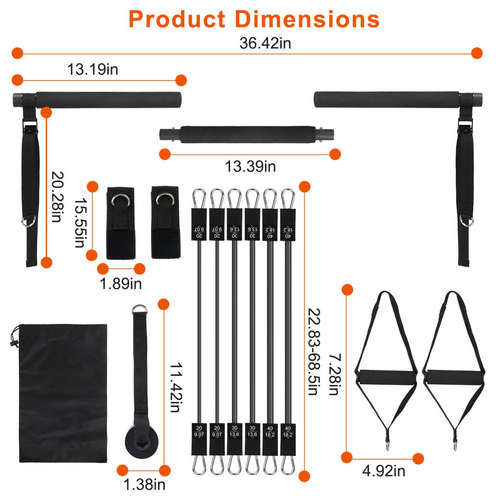 Pilates Bar Kit with 180LBS Resistance Bands Multifunctional Pilates Yoga Toning Bar Full Body Exercise Equipment Set for Beginners Intermediates Prof