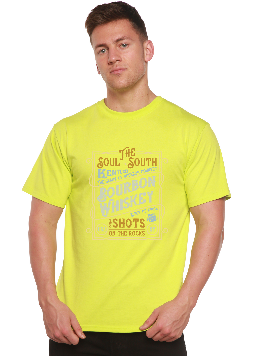 Bourbon Whiskey Men's Bamboo Viscose/Organic Cotton Short Sleeve Graphic T-Shirt