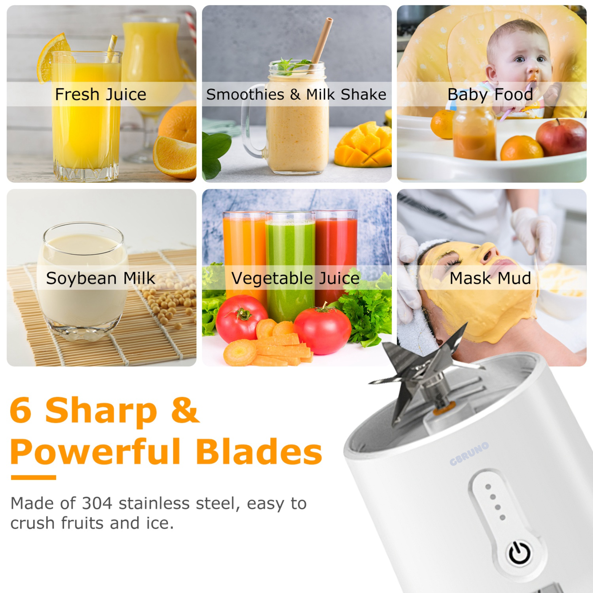 GBruno 50ML/15.2OZ Portable Fruit Blender