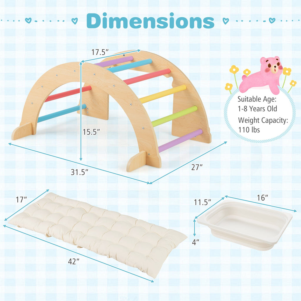 6 in 1 Kids Climbing Arch Playset wIth Removable Cushion and Stoppers-Multicolor