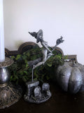 Witch’s Sabbath: Broomstick Rider Statue, Hand Painted Resin Sculpture | Pagan Folklore Figurine | Witchy Art for Gothic Home Decor