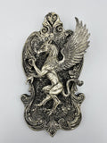 Medieval Griffin Wall Plaque, Hand Painted Resin | Fantasy Creature Wall Art | Classical Gryphon Plaque for Gothic Fantasy Home Decor