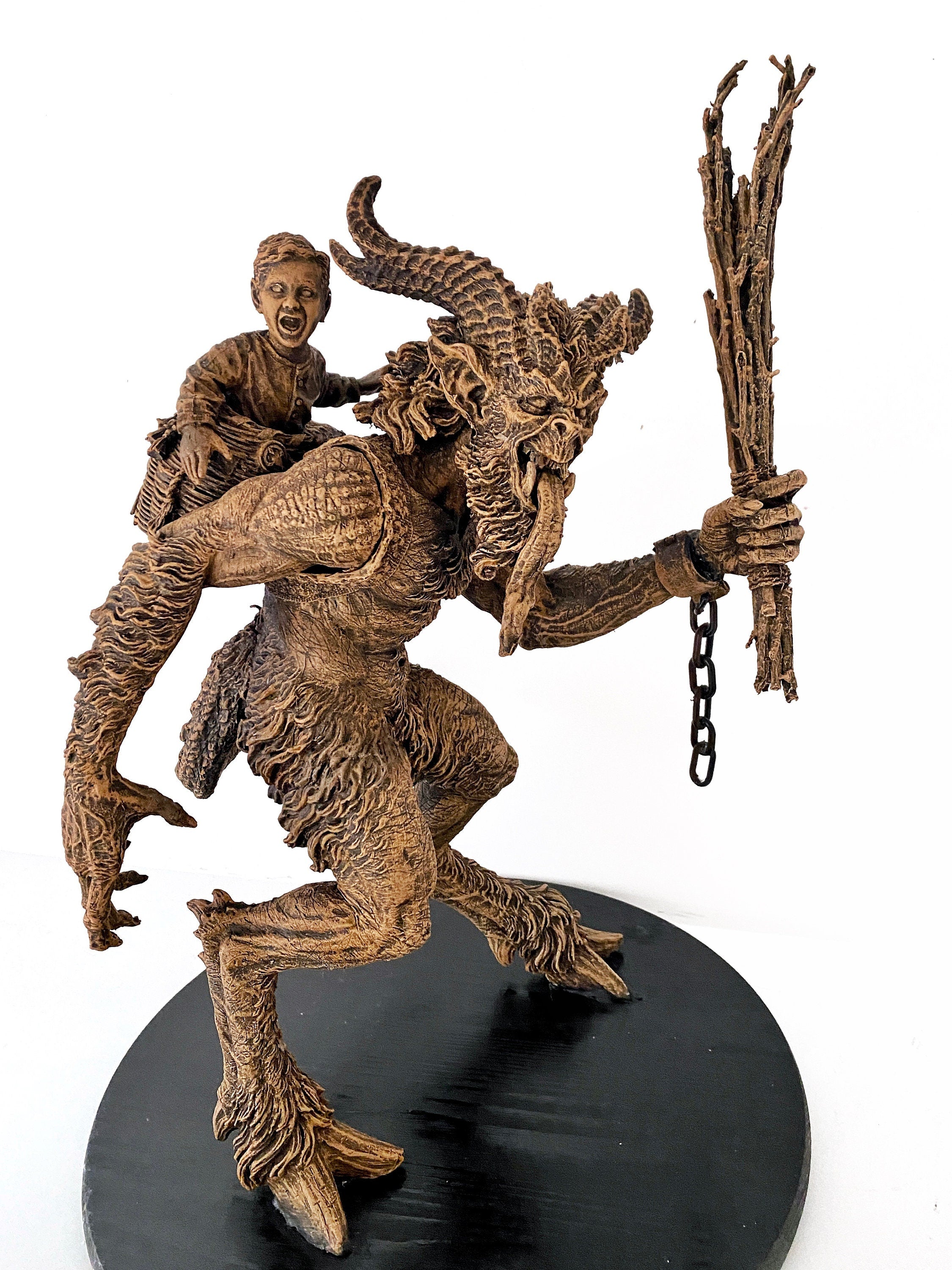 Krampus Statue, Large Version,  Hand Painted Resin Sculpture | Mythical Creature Figurine | Dark Christmas Demon, Gothic Folklore Decor