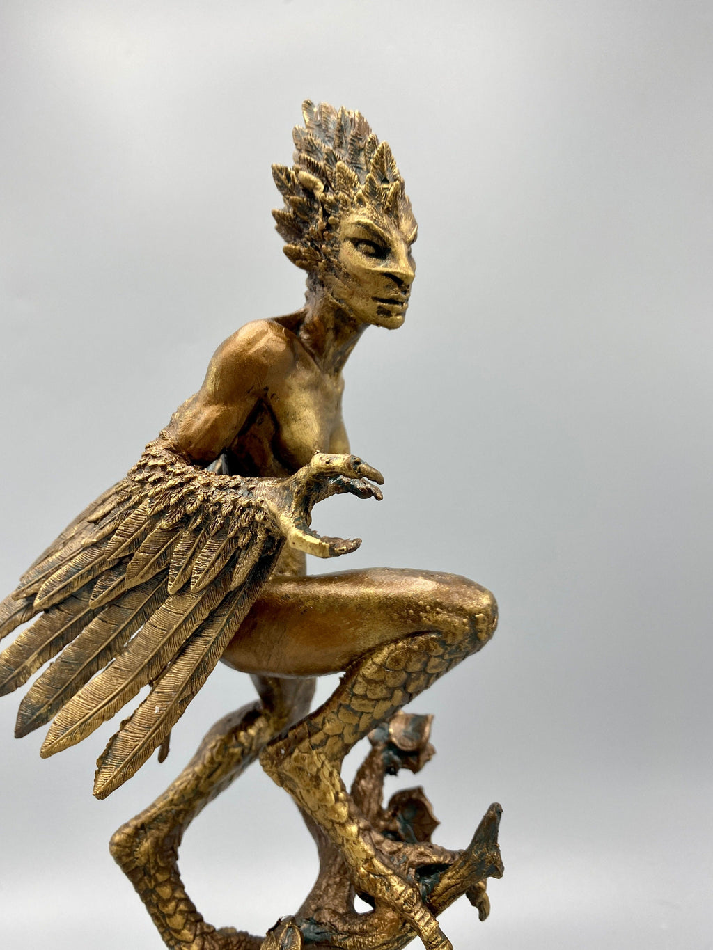 Harpy Statue, Hand Painted Resin Sculpture | Mythical Creature Figurine | Unique Legendary Bird Woman Figurine. Fantasy Art Decor