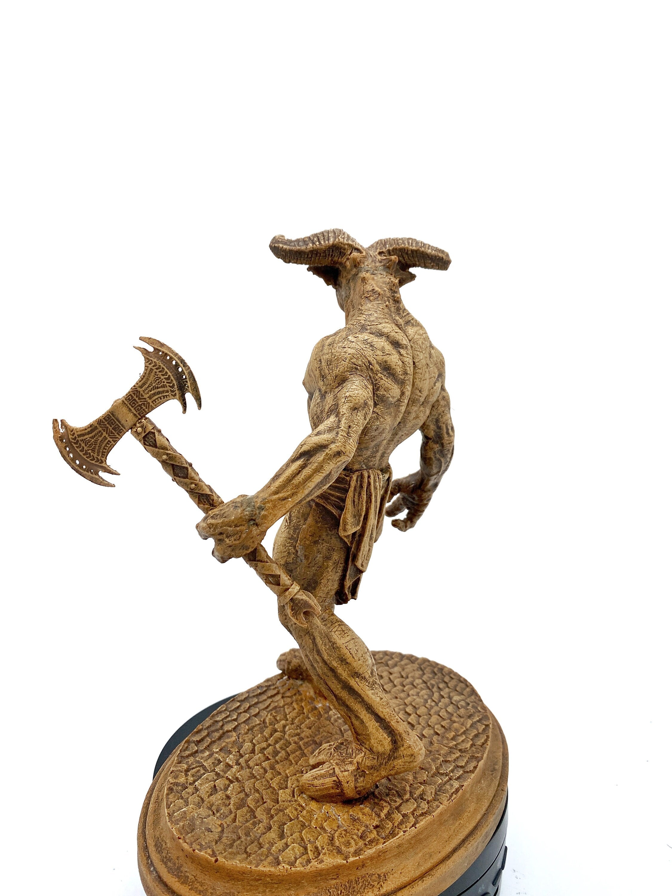 Minotaur Statue, Hand Painted Resin Sculpture | Mythical Creature Figurine | Unique Legendary Minotaur Monster Figurine. Fantasy Art Decor