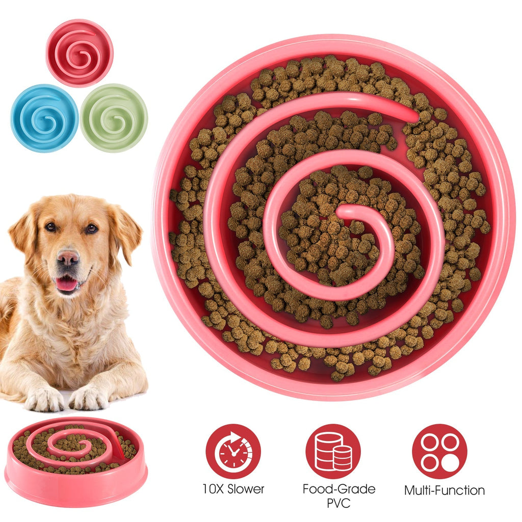 Slow Feeder Healthy Dog Bowl Happy Hunting Fun Puzzle Maze Bowl for Water Food 7.68in in Diameter 10.5oz in Capacity for Small Medium Dogs