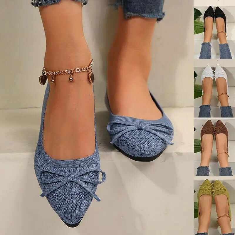 Knitted Pointed Toe Flats for Women – Fashion Slip-On Shoes
