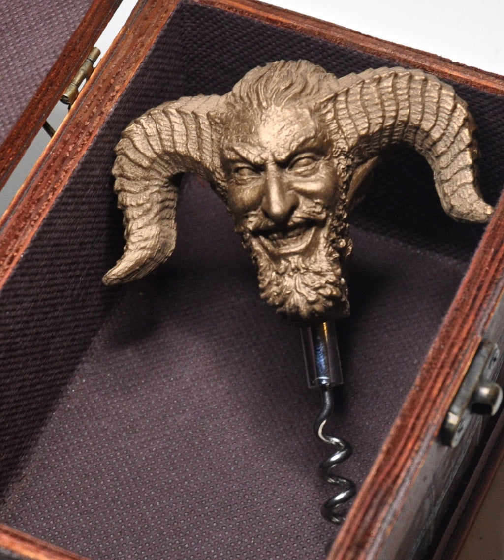 Satyr Head Corkscrew, Hand Sculpted Resin | Mythic Fantasy Art Barware | Legendary Dionysus  Cork Screw | Fantasy Wine and Barware Gift