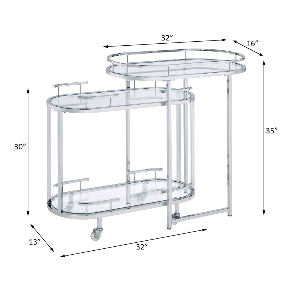 Piffo - Serving Cart Set - Clear Glass & Chrome