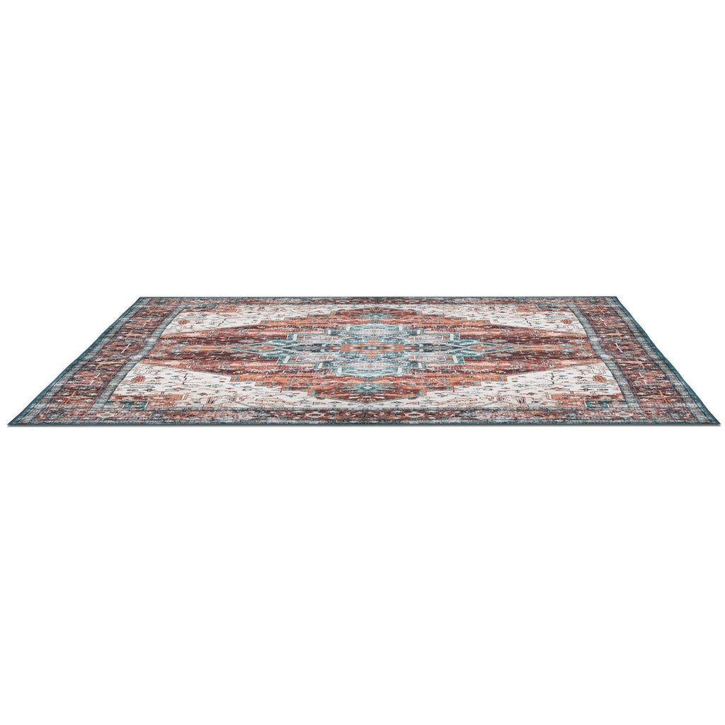 6x9FT VintageÊArea Rug Modern Non Slip Carpet Boho Low Pile Soft Rug Waterproof Machine Washable Rug for Living Room BedroomÊKitchen Dining Room Under