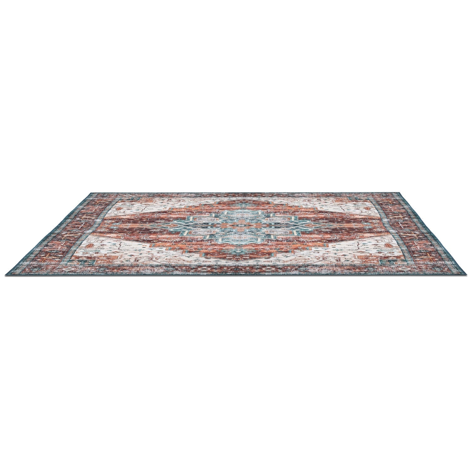 6x9FT VintageÊArea Rug Modern Non Slip Carpet Boho Low Pile Soft Rug Waterproof Machine Washable Rug for Living Room BedroomÊKitchen Dining Room Under