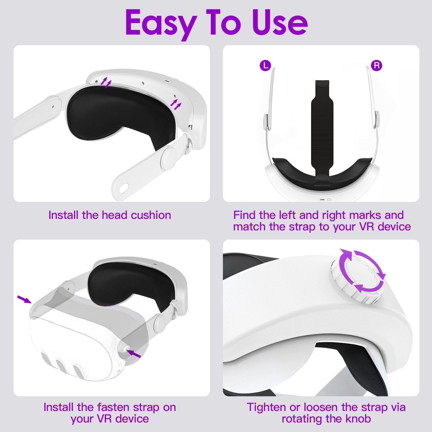 Adjustable Head Strap Compatible with Oculus/Meta Quest 3 VR Accessories Charging Headband Pressure-free Elite Strap with 6000mAh Rechargeable Battery