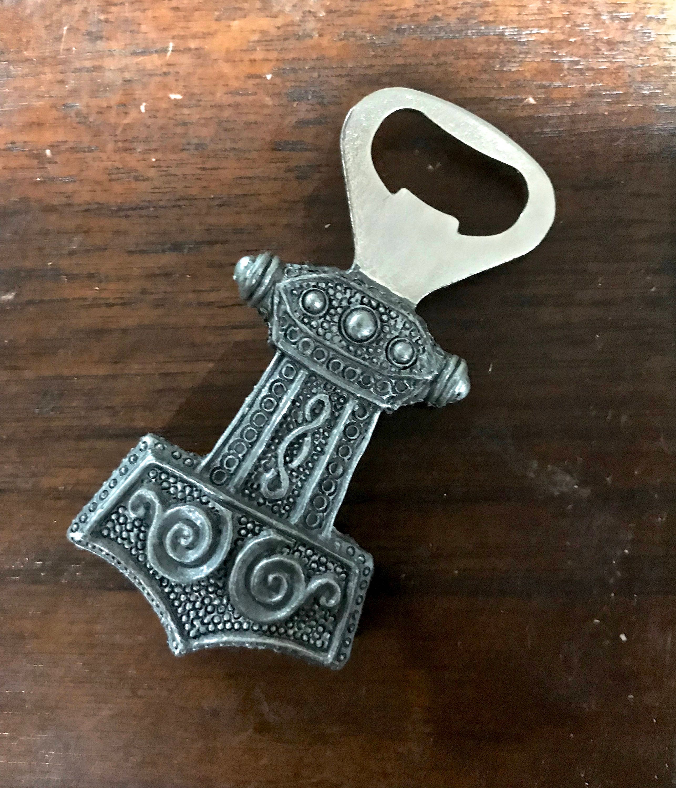Thor's Hammer Bottle Opener, Hand Painted Resin | Medieval Norse Barware, Mjolnir Viking Bottle Opener | Fantasy Gothic Barware Gift