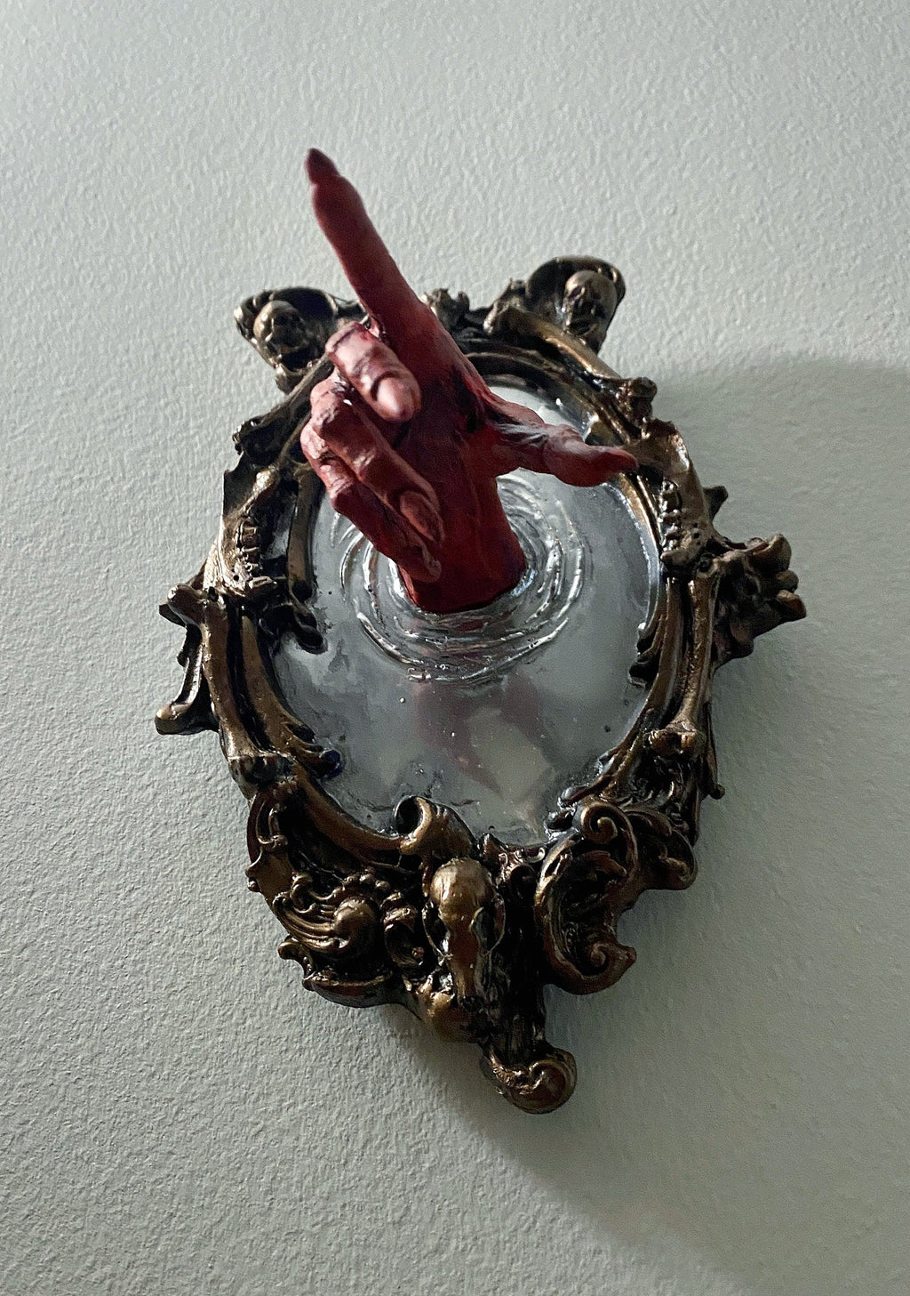 Spectral Hand Wall Plaque, Blood Red Resin Sculpture | Victorian Gothic Haunted Wall Art |Ghost Hand Gift for Halloween, Spooky Home Decor