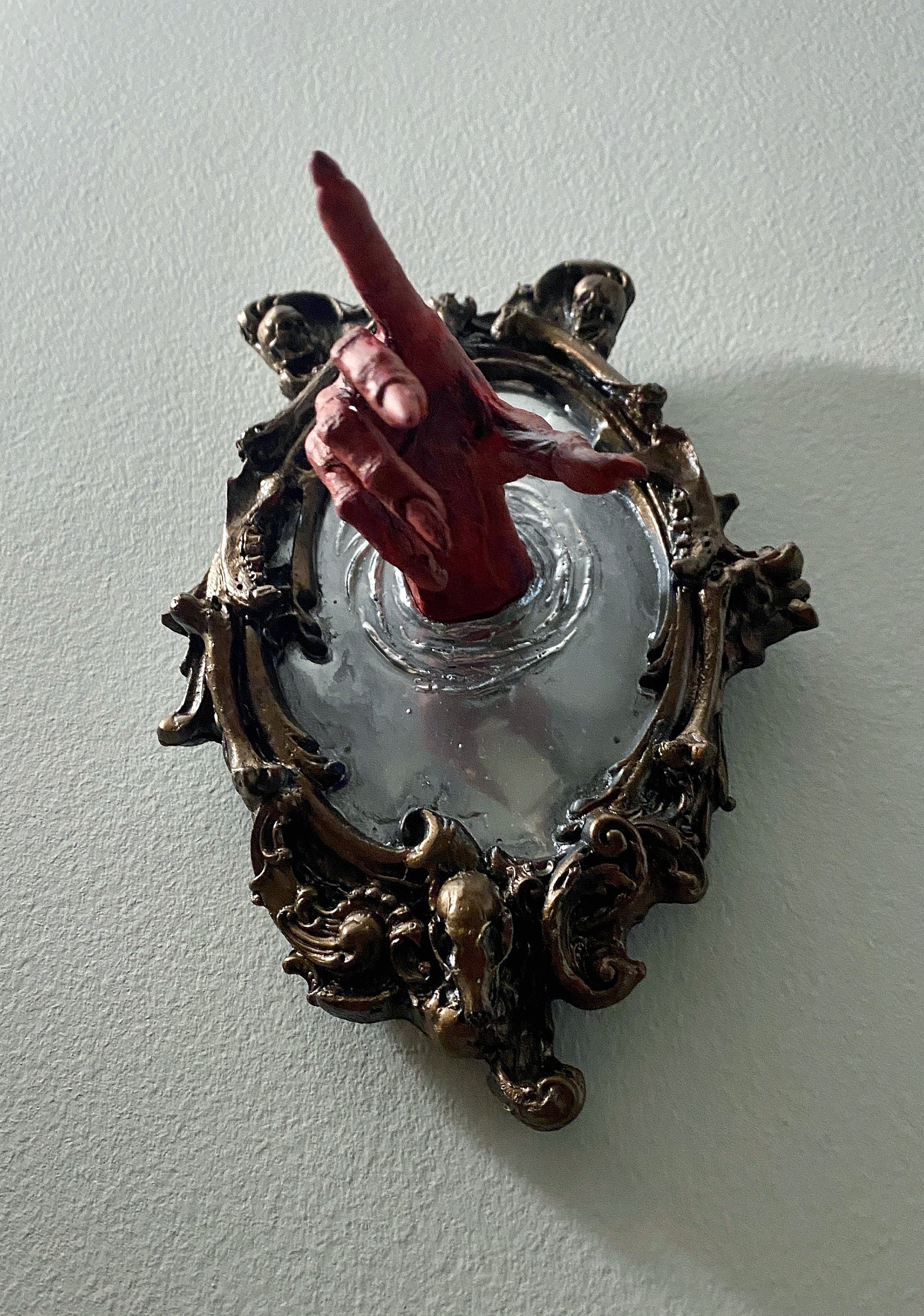Spectral Hand Wall Plaque, Blood Red Resin Sculpture | Victorian Gothic Haunted Wall Art |Ghost Hand Gift for Halloween, Spooky Home Decor