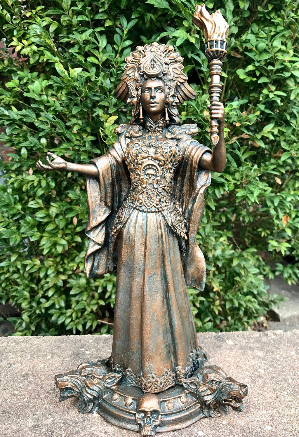 Hecate, Goddess of Witchcraft and Magic Statue, Resin Sculpture | Mythical Goddess Figurine | Folklore Altar Statue for Gothic Home Decor