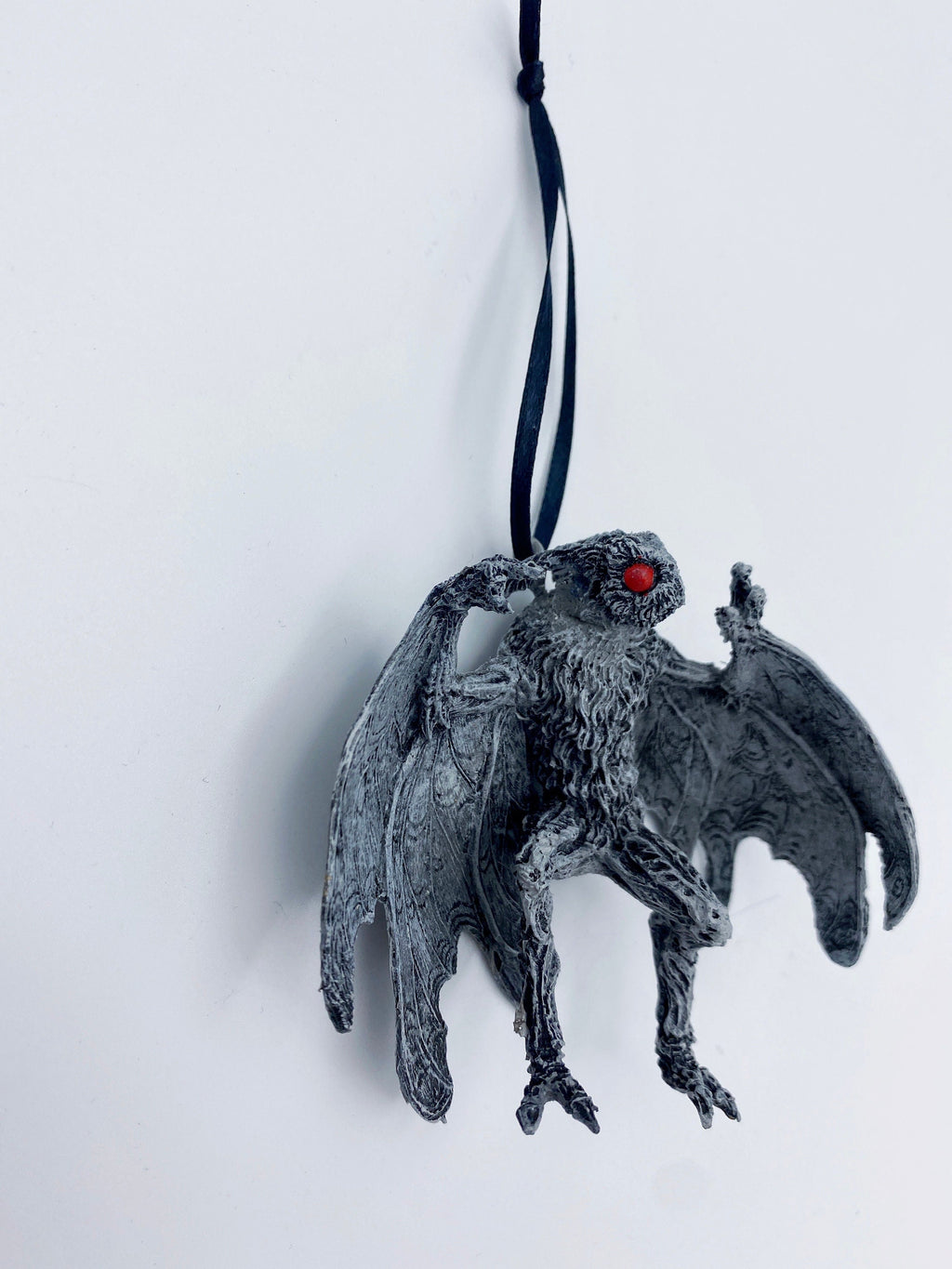 Mothman Ornament, Hand Painted Resin Sculpture | Cryptozoology Creature Figurine | Urban Legend Moth Man Monster Ornament, Horror Art Decor