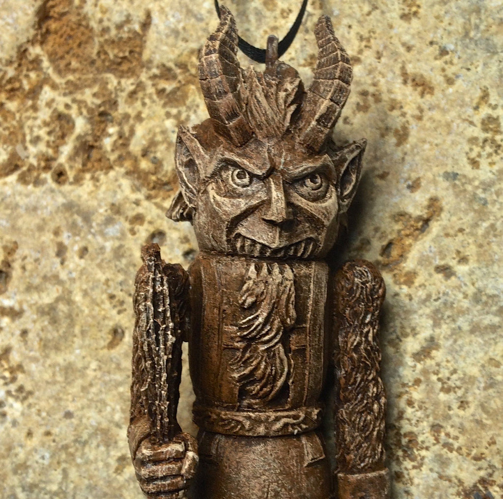 Krampus Nutcracker Ornament, Hand Painted Resin Sculpture | Mythical Creature Figurine | Unique Dark Christmas Demon, Gothic Holiday Decor