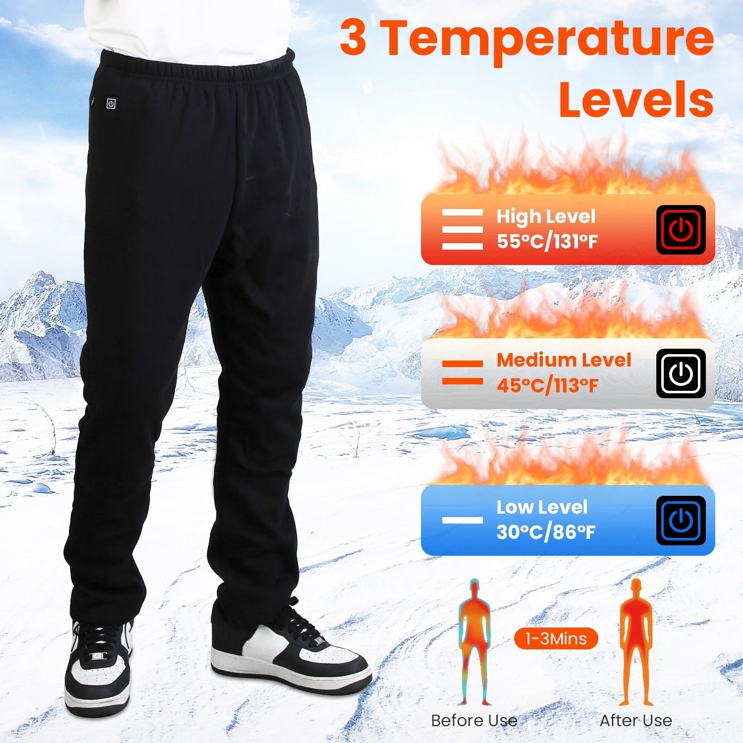 Winter Heated Pants for Men & Women | 12 Zones USB Powered with 3 Heat Levels