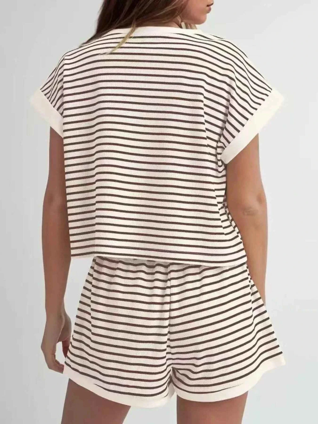 Striped Chic: Plus Size Top & Shorts Set