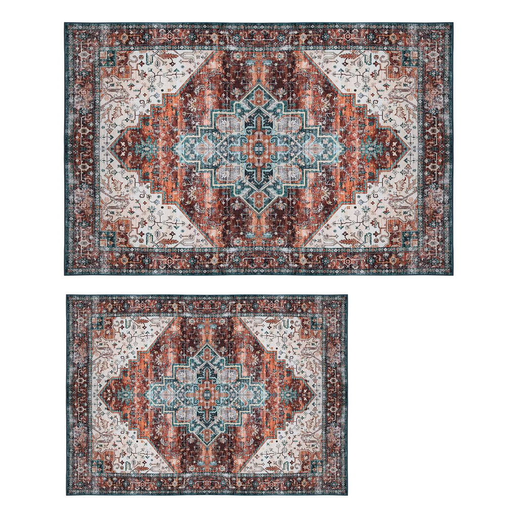 6x9FT VintageÊArea Rug Modern Non Slip Carpet Boho Low Pile Soft Rug Waterproof Machine Washable Rug for Living Room BedroomÊKitchen Dining Room Under