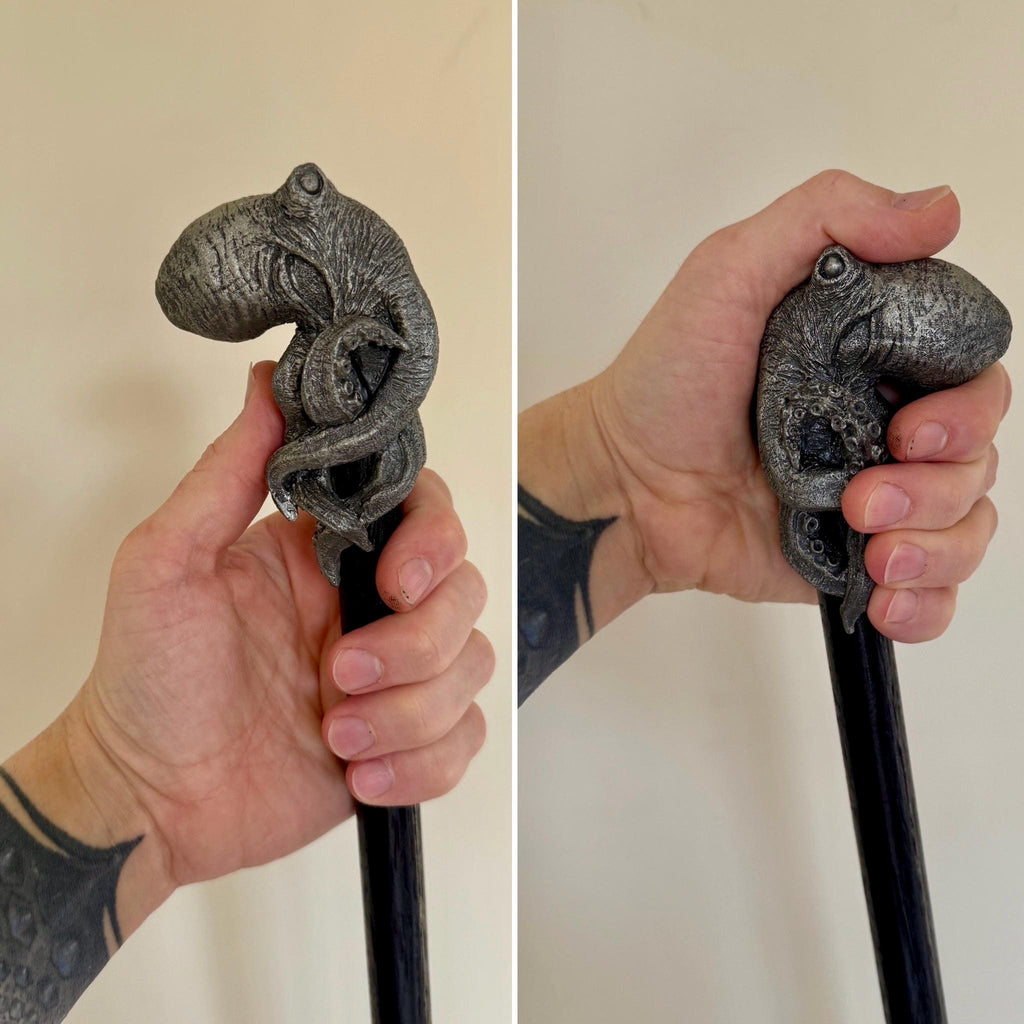Kraken Cane, Hand Sculpted Octopus Walking Stick | Nautical Gothic Cane | Fantasy Cosplay Kraken Lovecraftian Cane, Gothic Accessory