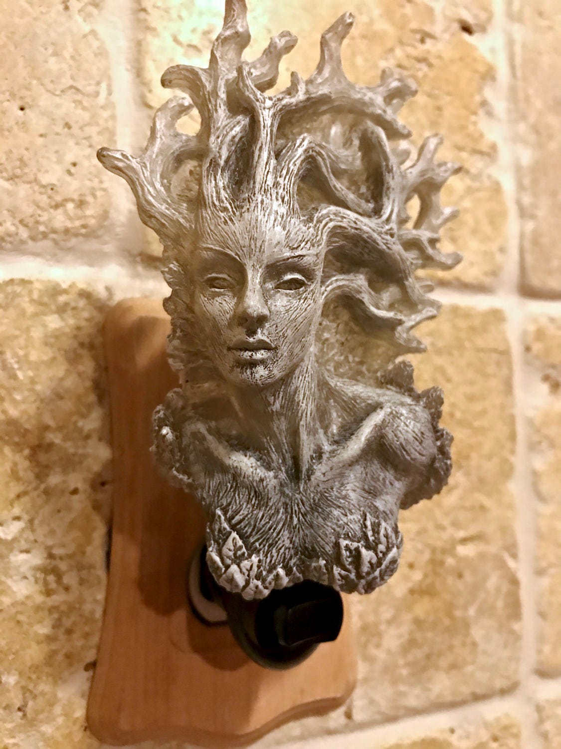 Dryad Nightlight, Hand Painted Resin Sculpture | Medieval Gothic Night Light |  Dryad Tree Spirit Lighting for Gothic Fantasy Home Decor