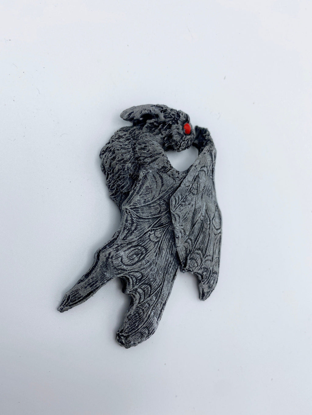 Mothman Magnet, Hand Painted Resin Sculpture | Cryptid Fantasy Decor | Moth Man Magnet for Horror and Gothic Decor