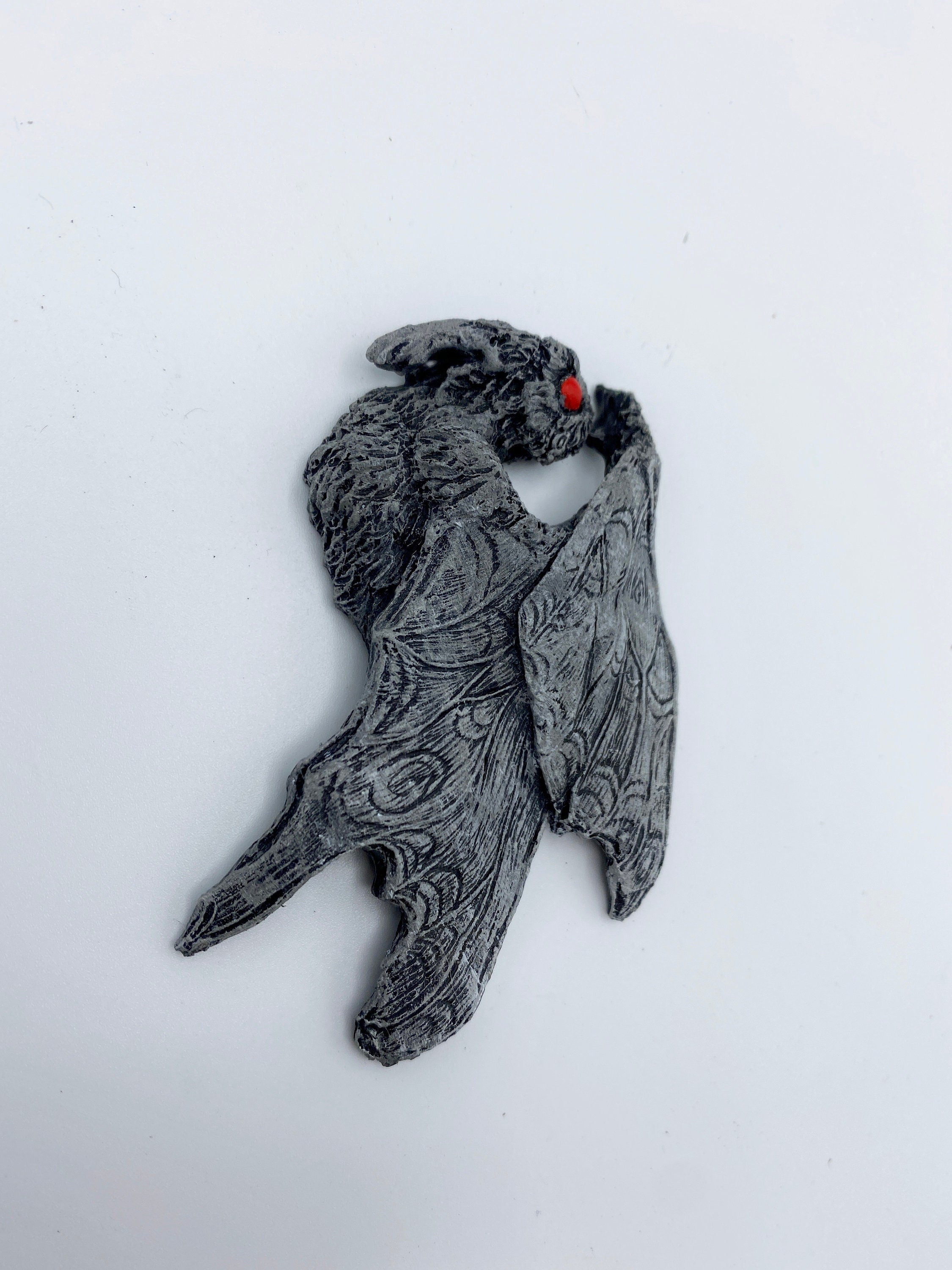 Mothman Magnet, Hand Painted Resin Sculpture | Cryptid Fantasy Decor | Moth Man Magnet for Horror and Gothic Decor