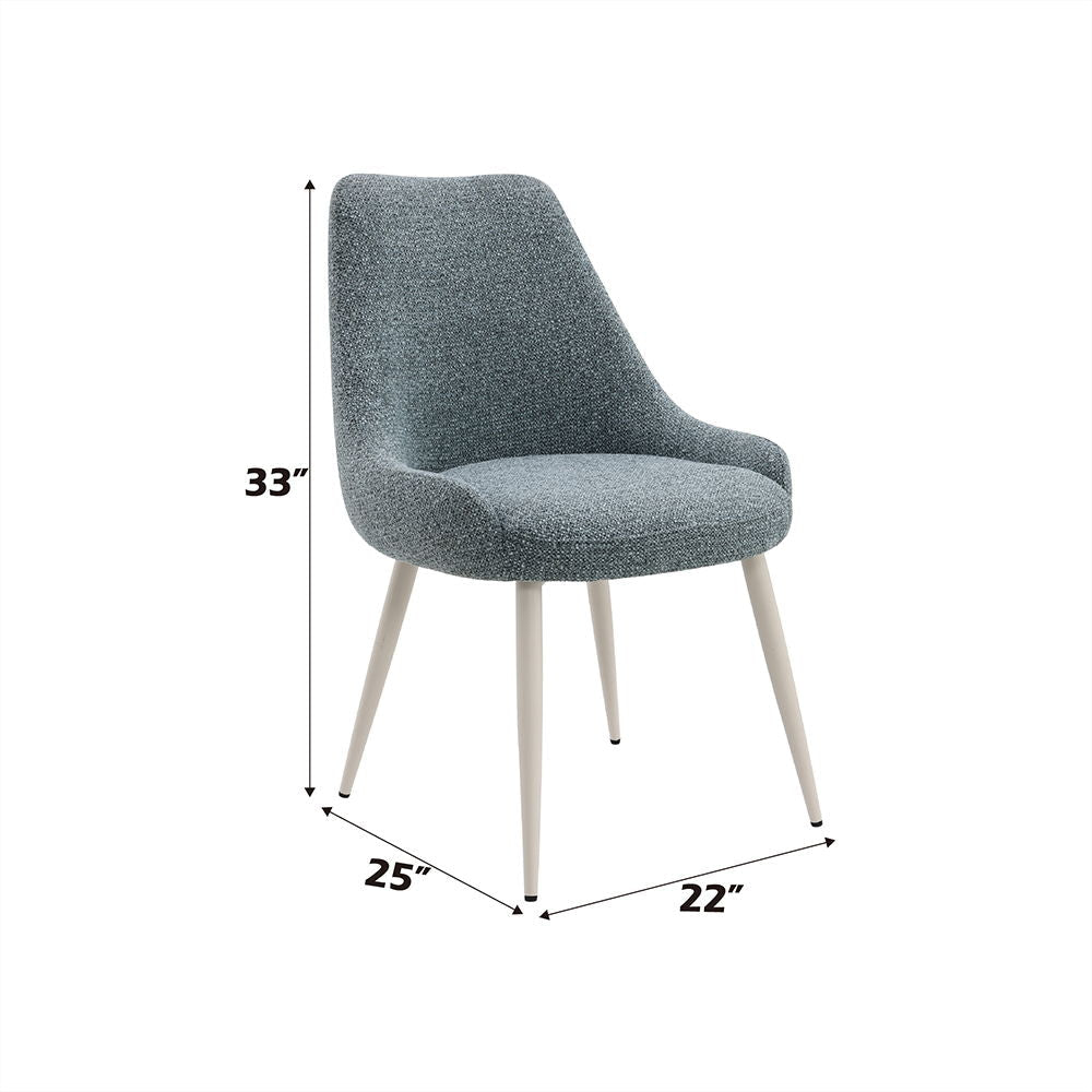 Laela - Side Chair (Set of 2) - Light Blue Boucle & White