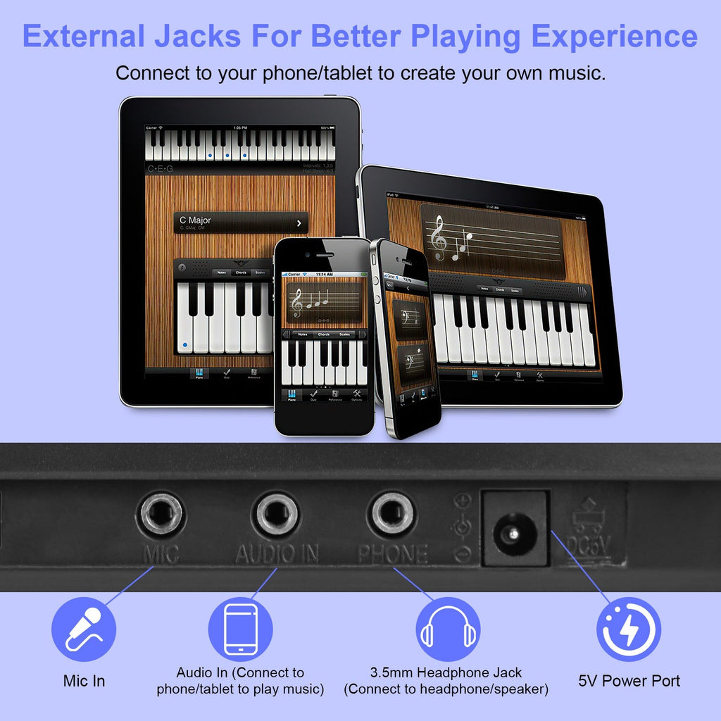 61 Keys Digital Music Keyboard Electric Piano Electronic Musical Instrument Kids Learning Keyboard with Microphone for 3-12 Year Old Kids Girls Boys