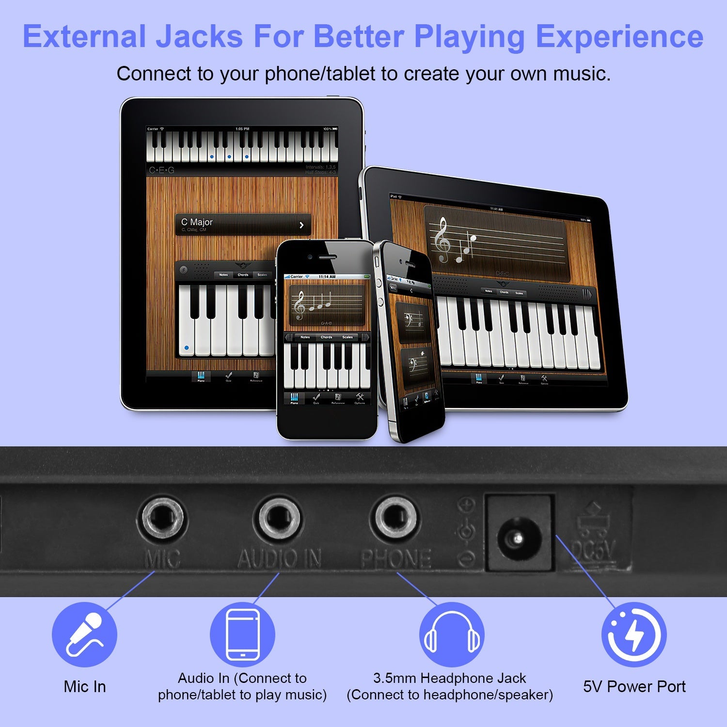 61 Keys Digital Music Keyboard Electric Piano Electronic Musical Instrument Kids Learning Keyboard with Microphone for 3-12 Year Old Kids Girls Boys