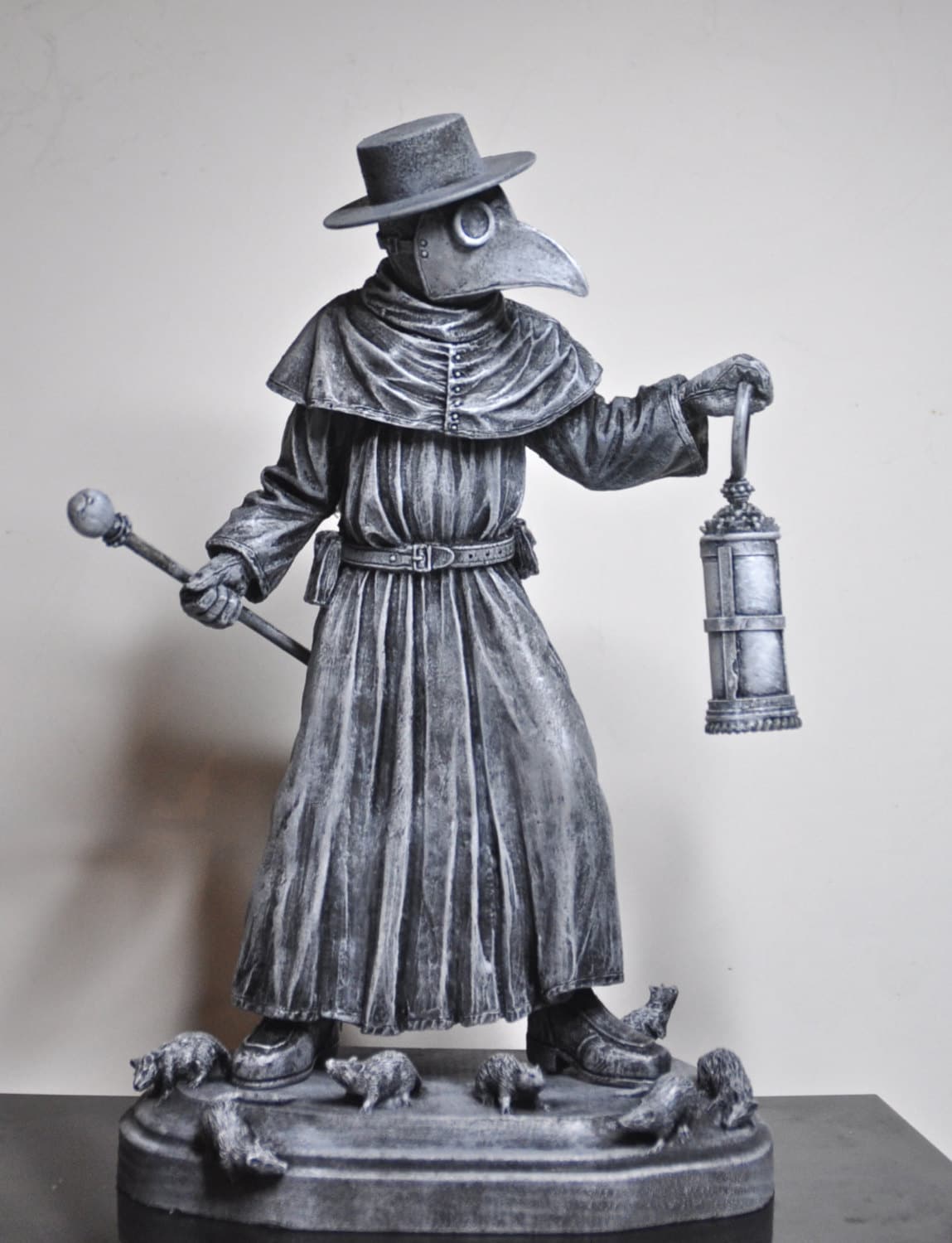 Plague Doctor Statue, Hand Painted Resin Sculpture | Gothic Medieval Figurine | Dark Folklore Art for Spooky Home Decor